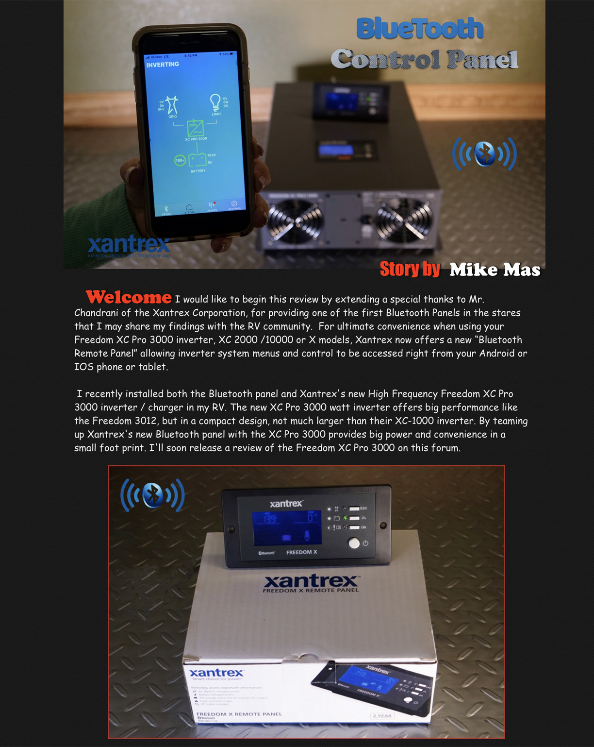 Xantrex Bluetooth Panel  XC Pro 3000 Review - Mike Mas - Thor Forums